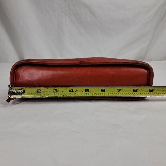 HOBO International Cadence Red Orange Leather Wristlet Demi Crossbody Purse Bag - Picture 12 of 15